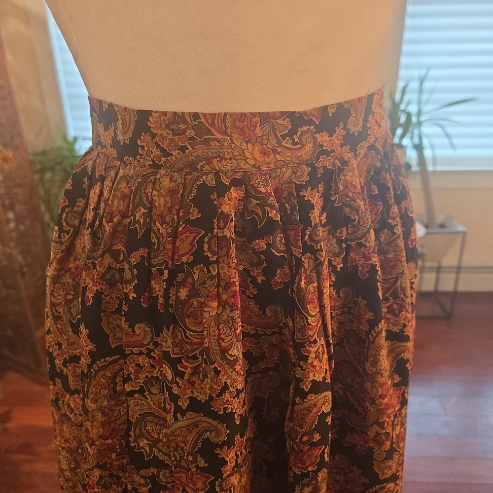 VTG 80s 100% Silk Paisley Boho Fairycore Maxi Skirt Medium - Picture 2 of 7